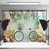 Lofaris Green Wall Box Spring Floral Cake Smash Backdrop